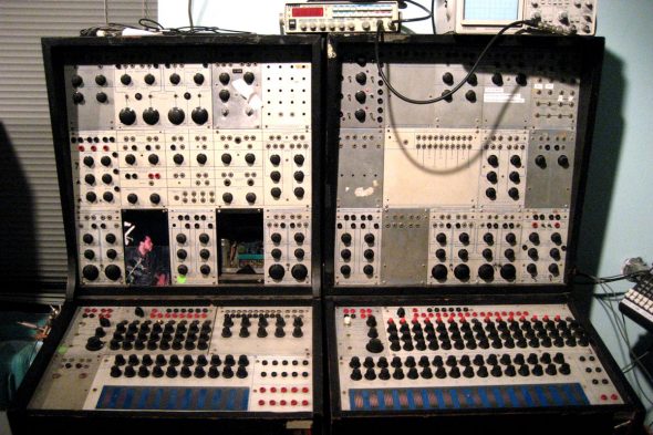 Buchla Box (By Bennett - originally posted to Flickr as NYU's Buchla 100 series, CC BY-SA 2.0, https://commons.wikimedia.org/w/index.php?curid=9039000)